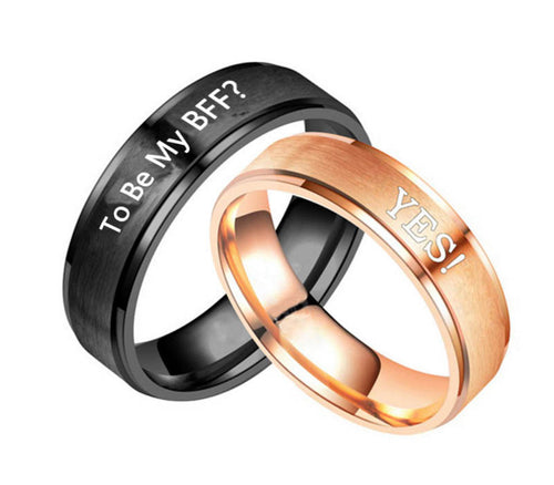 "To Be My BFF?" Write your words To Your BFF Couples Family Personality Ring