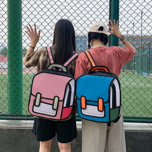 2D Drawing Backpack Cute Student SchoolBag