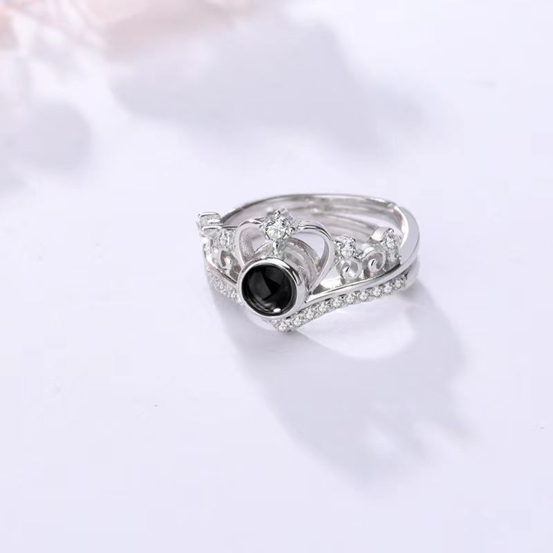 925 Sterling Silber Kronenring 100 Sprache Ich liebe dich Projektion