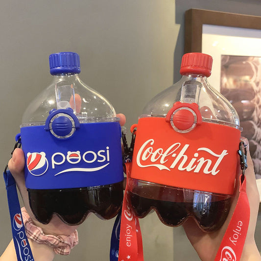 Tiktok Trends Straw Cup Cola Drink Kreative tragbare Wasserflasche