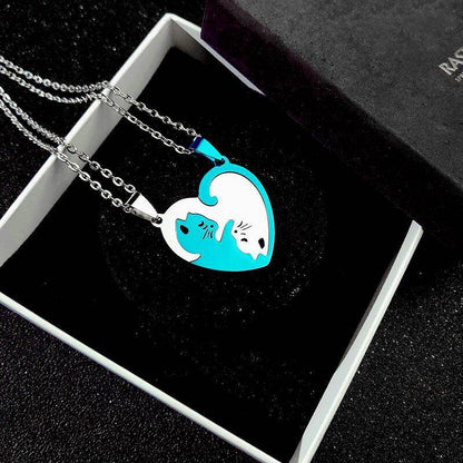 2BFF Couples Cute Kittens Matching Cats Pendant Necklace