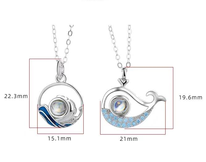 100 Different Language I Love U dolphin Pendant Necklace Lover