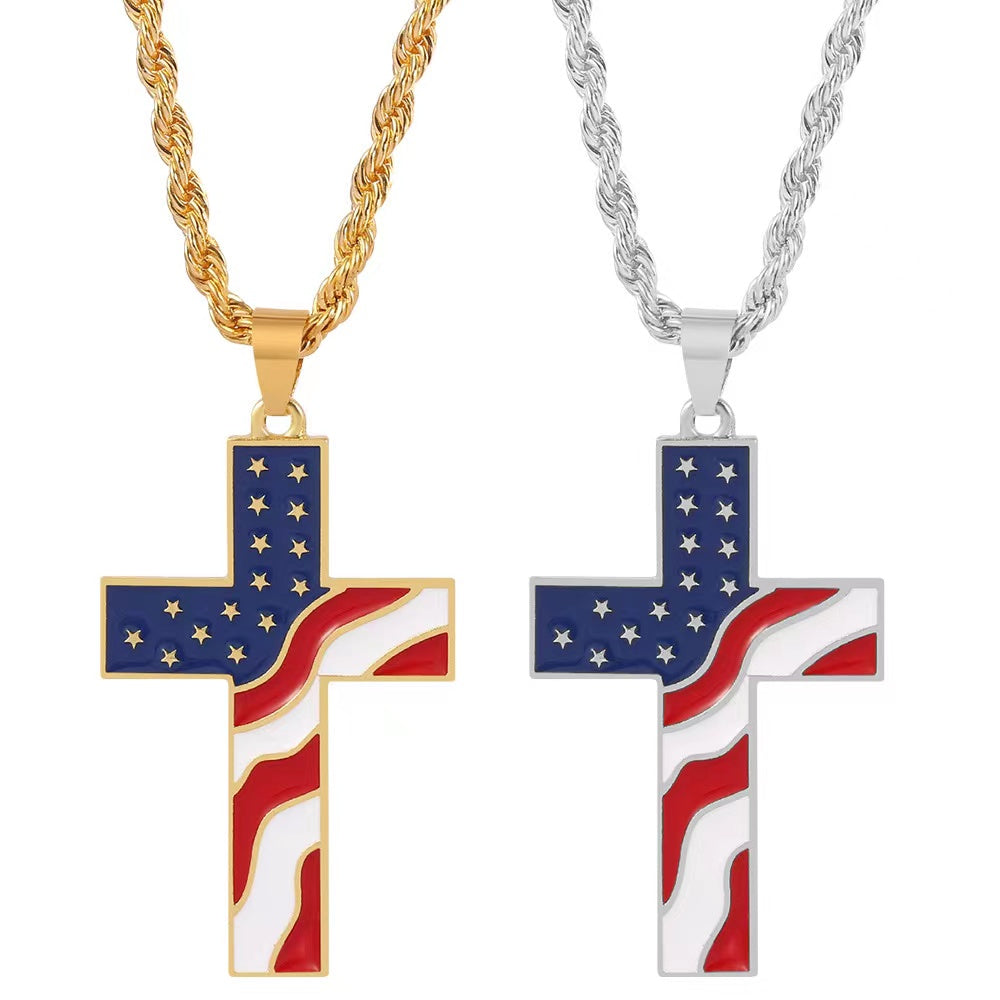 2pcs/set the US map Cross necklaces