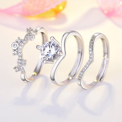 3 in 1 Best friend Crown Diamond Ring 3BFF Rings