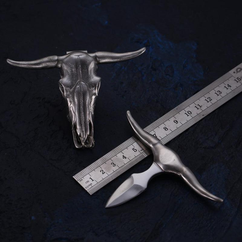 Bull Head Belt Buckle Self-Defense Hidden Knife Key Chain