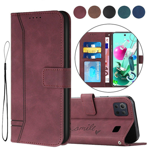 Retro Matte Leder Brieftasche Fall Kartenhalter Flip Cover für LG