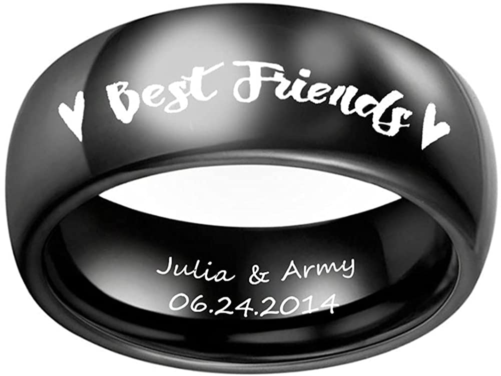 1pc Best Friends Ring Gravierter Name Datum BFF Freundschaftsring