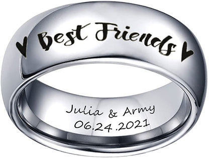 1pc Best Friends Ring Gravierter Name Datum BFF Freundschaftsring