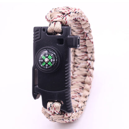 5 in 1 Multi-Armband Whistle Spark Maker Compass Rope Knife Armband