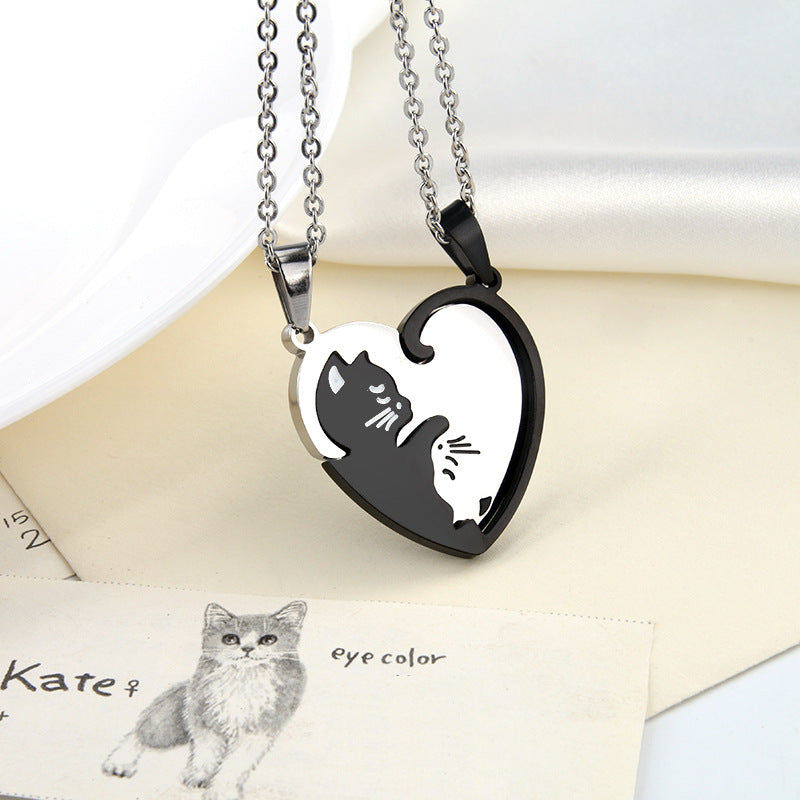 2BFF Couples Cute Kittens Matching Cats Pendant Necklace