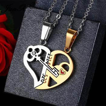 Unique Key Detachable Half Love Heart Pendants Couples and bestfriend Necklaces