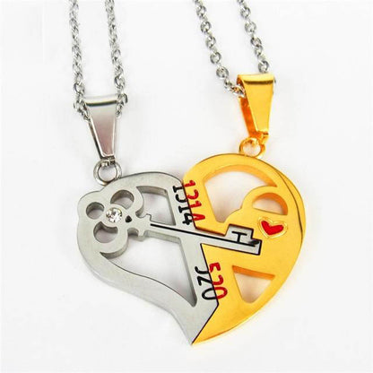 Unique Key Detachable Half Love Heart Pendants Couples and bestfriend Necklaces