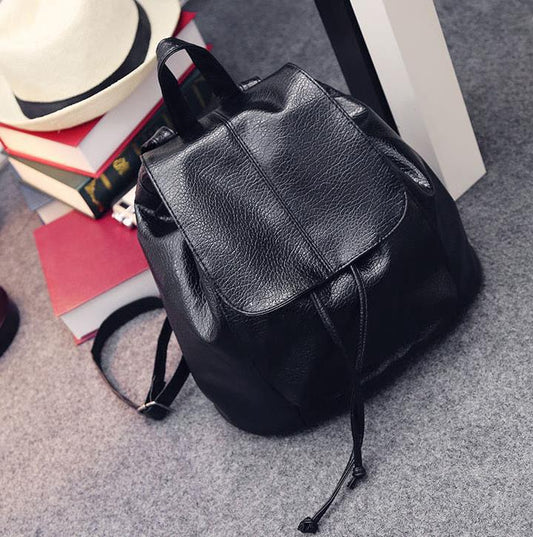 Mini-Rucksack für Damen, luxuriöser, weicher PU-Leder-Schwarz-Rucksack