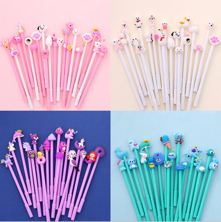 20pcs/pack Cute Cartoon Designs Gel Ink Writing Pens