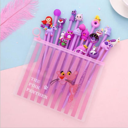 20pcs/pack Cute Cartoon Designs Gel Ink Writing Pens