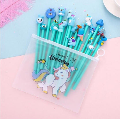 20pcs/pack Cute Cartoon Designs Gel Ink Writing Pens