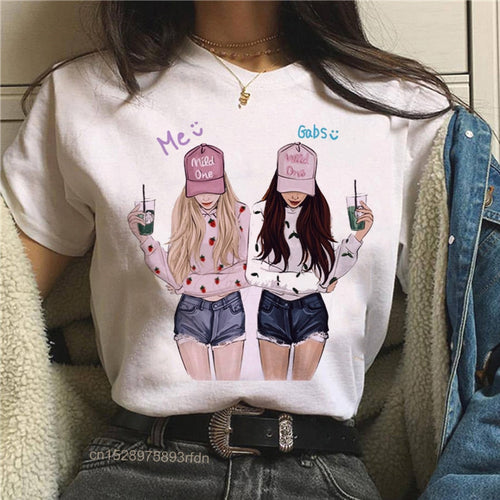 Frauen Best Friends Mädchen T-Shirt Mädchen Sommer Casual Tops