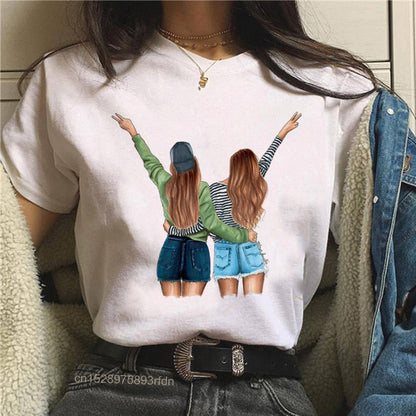 Frauen Best Friends Mädchen T-Shirt Mädchen Sommer Casual Tops