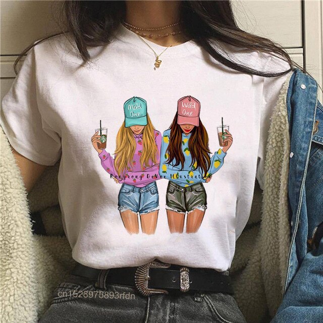 Frauen Best Friends Mädchen T-Shirt Mädchen Sommer Casual Tops