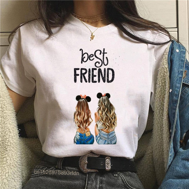 Frauen Best Friends Mädchen T-Shirt Mädchen Sommer Casual Tops