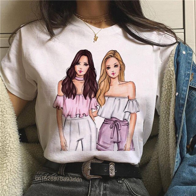 Frauen Best Friends Mädchen T-Shirt Mädchen Sommer Casual Tops