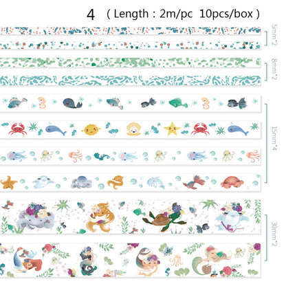 10pcs/box Cute Cartoon Animals Washi Tapes