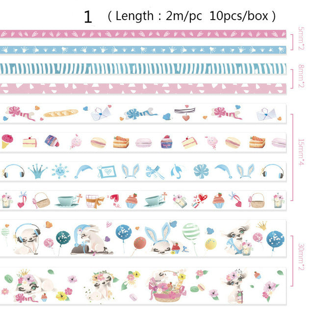 10 teile/schachtel Niedliche Cartoon Tiere Washi Tapes