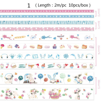 10pcs/box Cute Cartoon Animals Washi Tapes