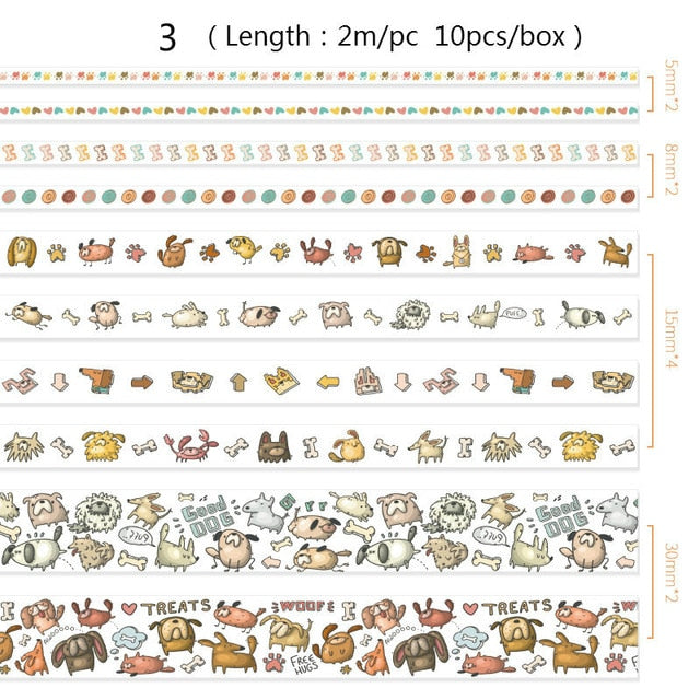 10 teile/schachtel Niedliche Cartoon Tiere Washi Tapes