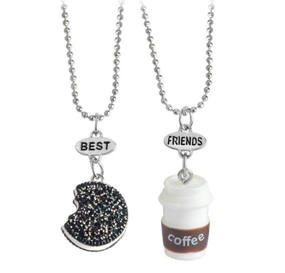 2-3pcs/ Set Cute Cartoon Donut Hamberger pendent Best Friend Necklace