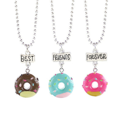 2-3pcs / Set Cute Cartoon Donut Hamberger Anhänger Best Friend Halskette