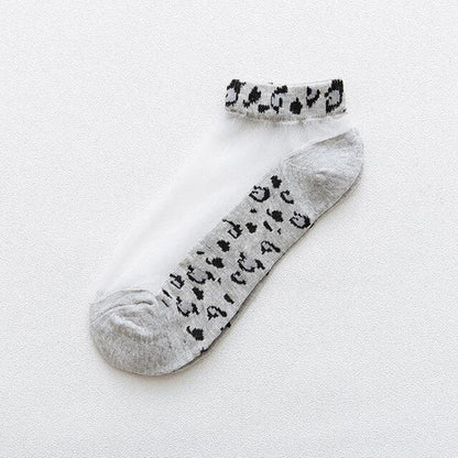 Damensocken Leopard Card Seidensocken