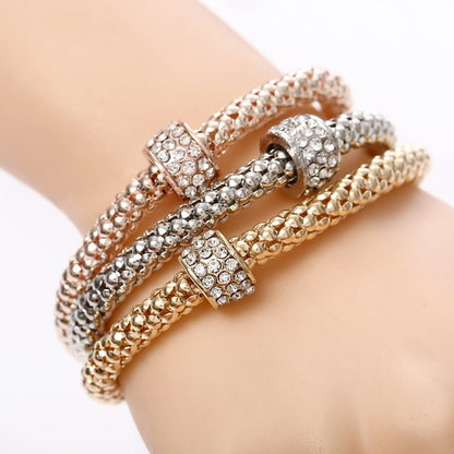 3 Stück/Set Kristall-Eulen-Herz-Charme-Armbänder