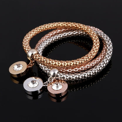 3 Stück/Set Kristall-Eulen-Herz-Charme-Armbänder