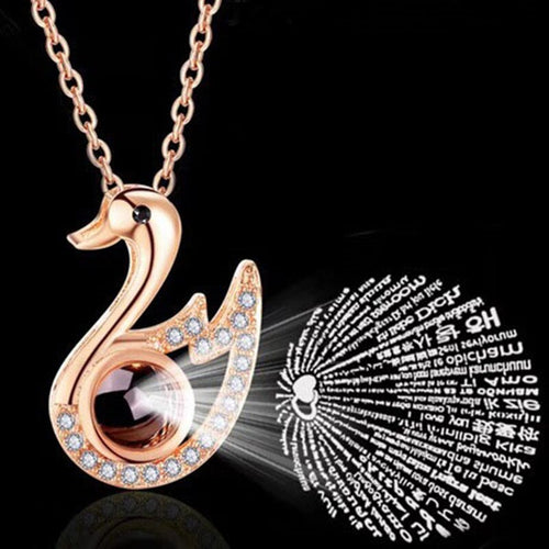 Swan Projection Pendant Necklace