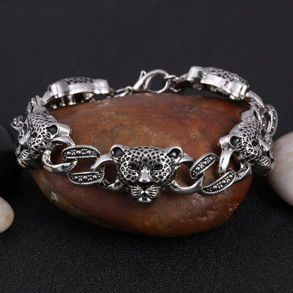 Vintage Viking Wolf Head Cuff Bracelet