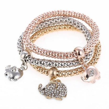 3 Stück/Set Kristall-Eulen-Herz-Charme-Armbänder