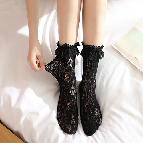 3pair Sexy Lace Floral Socks Women Summer Mesh Socks