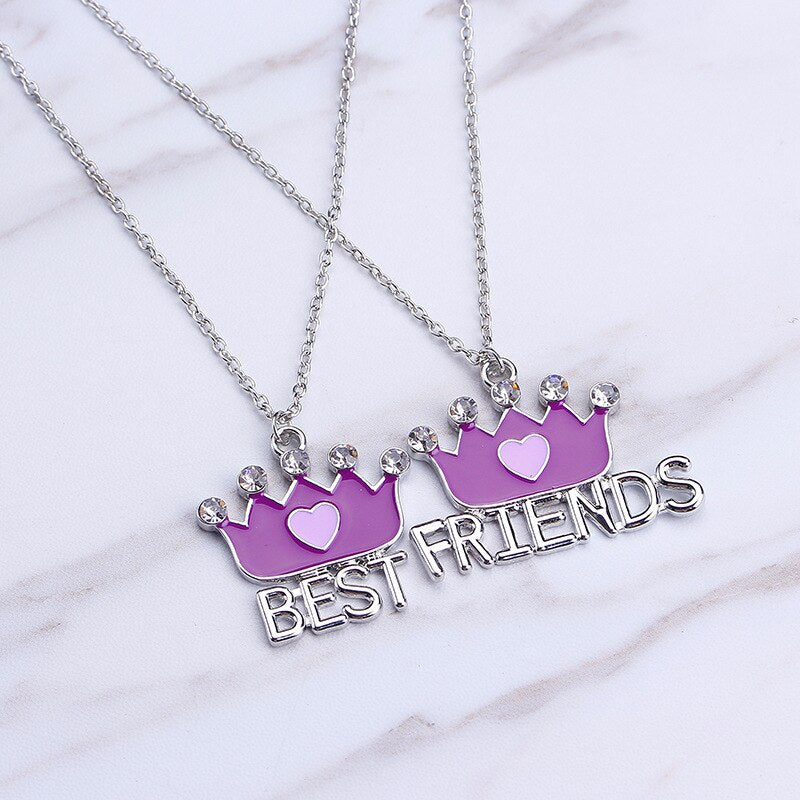 2 teile/sätze Beste freunde krone nähen Anhänger Halsketten BFF Freundschaft kristall Schmuck Geschenke freundinnen