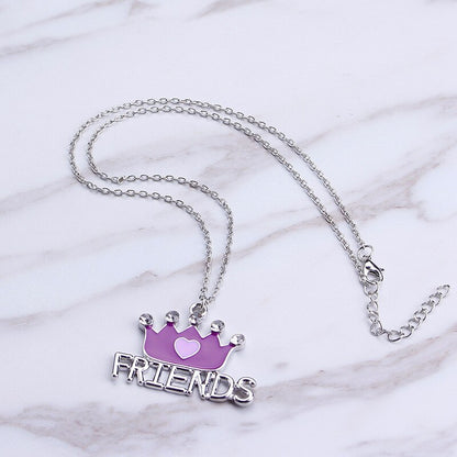 2 teile/sätze Beste freunde krone nähen Anhänger Halsketten BFF Freundschaft kristall Schmuck Geschenke freundinnen