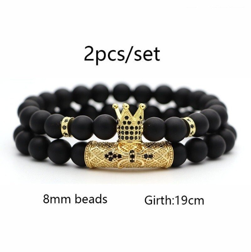 2 Teile/satz Crown Lion Perlen Armband Klassische Punk Rock Party Schmuck