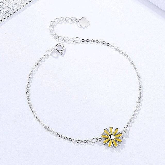 925 Pure Silver Small Daisy Female Bracelet