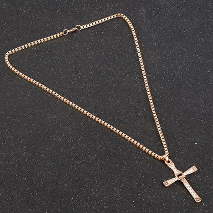 Strass Kreuz Kristall Anhänger Kette Halskette Männer Schmuck