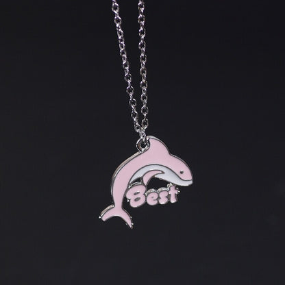 2pcs Cute Animal Little Dolphin Pendant Best Friend Necklace