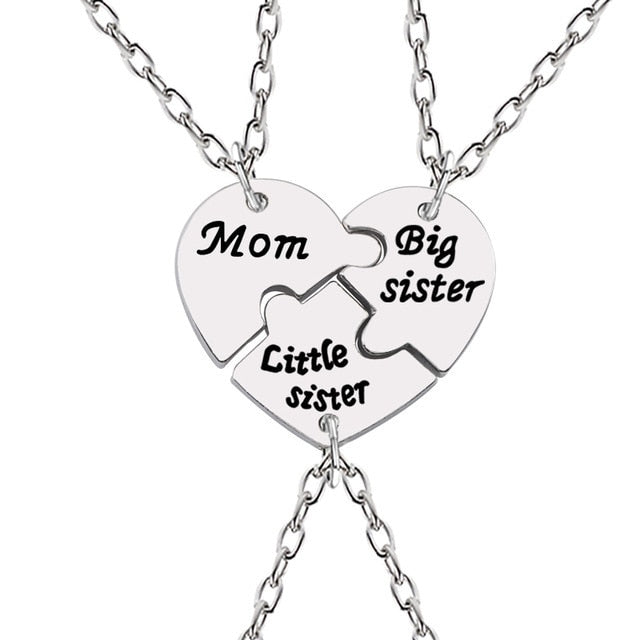 3 teile/satz Liebe Herz Big Little Sis Mom BFF Halsketten