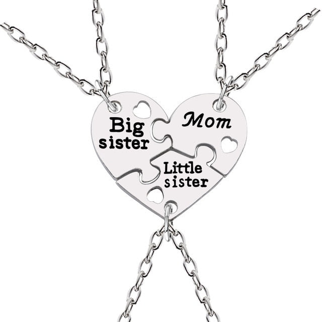 3 teile/satz Liebe Herz Big Little Sis Mom BFF Halsketten