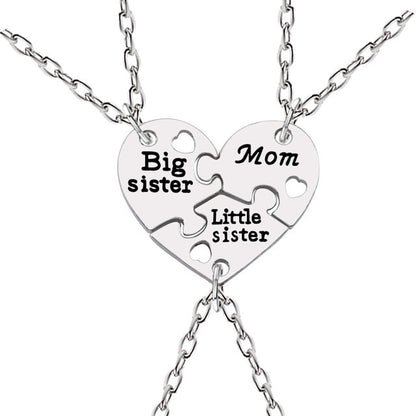 3pcs/set Love Heart Big Little Sis Mom BFF Necklaces