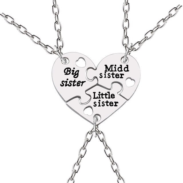 3 teile/satz Liebe Herz Big Little Sis Mom BFF Halsketten