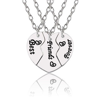 3pcs/set Love Heart Big Little Sis Mom BFF Necklaces