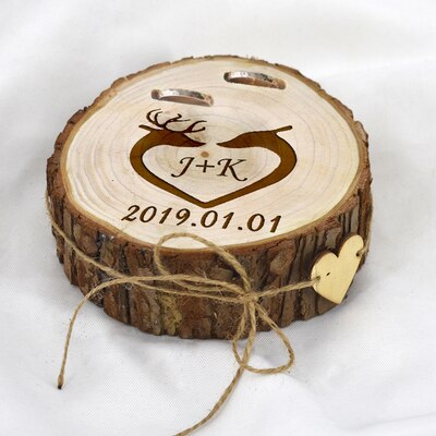 Wooden Rings Box Custom Name Date Your Picture